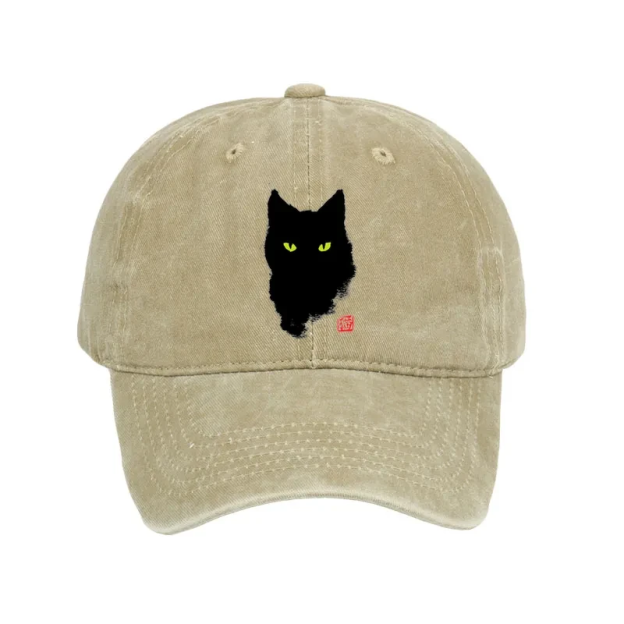Cat Sharp Gaze Washed Cap