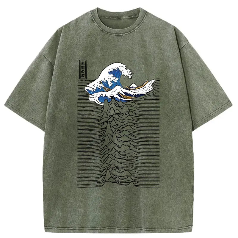 Music And Waves Washed T-Shirt