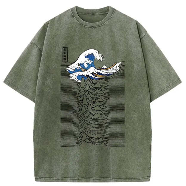 Music And Waves Washed T-Shirt