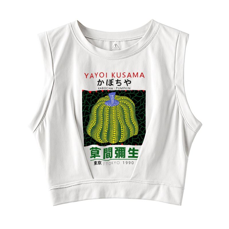  Kusama Pumpkin Vintage Wash Japanese Design Sleeveless Crop Top