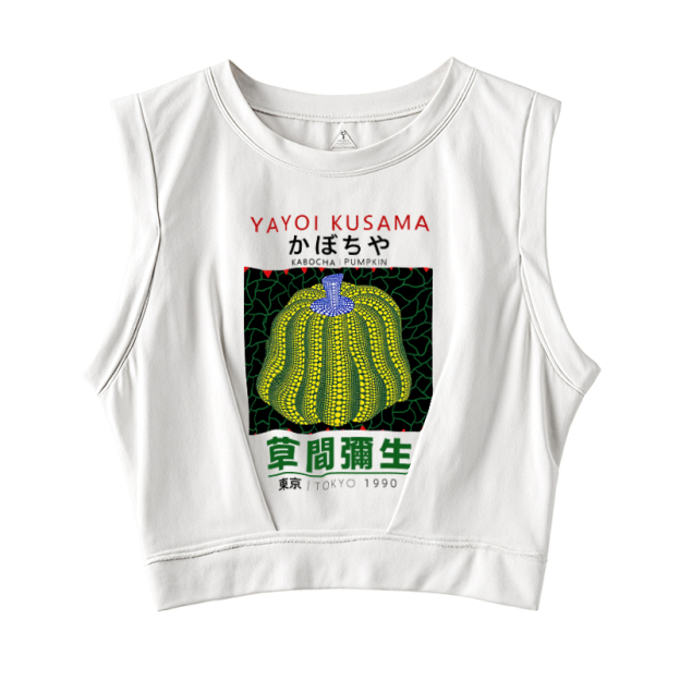  Kusama Pumpkin Vintage Wash Japanese Design Sleeveless Crop Top