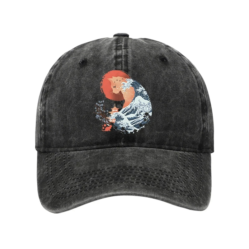  Spirit Cat Wave Japan Washed Cap