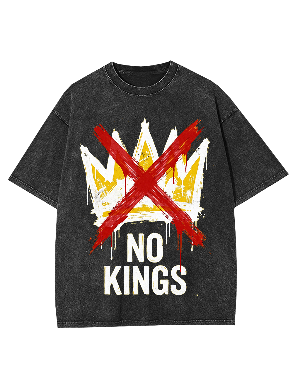 Unisex NO KINGS—Street Rebellion Printed Washed Tee