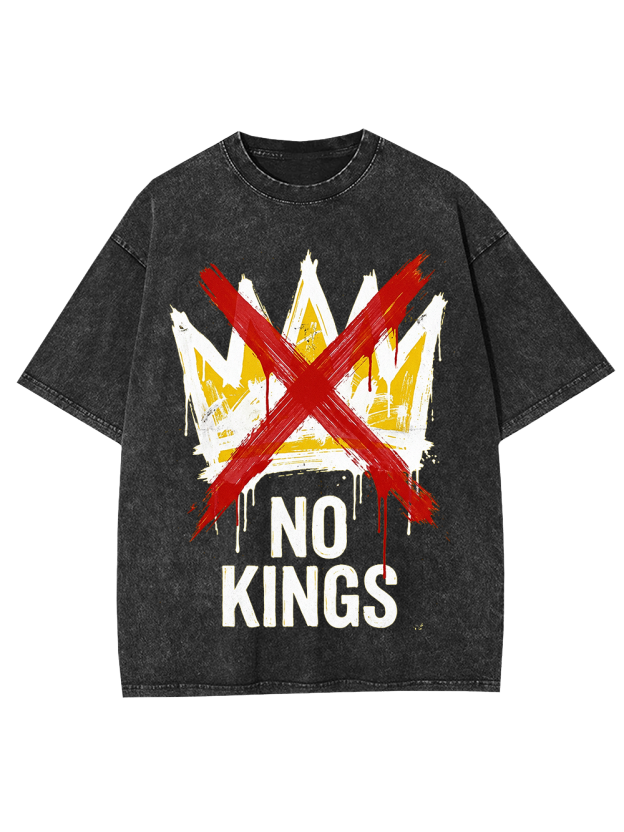 Unisex NO KINGS—Street Rebellion Printed Washed Tee