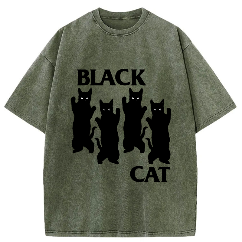 Four Black Cats Washed T-Shirt