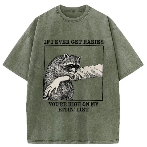 Unisex Raccoon Bites Washed T-Shirt