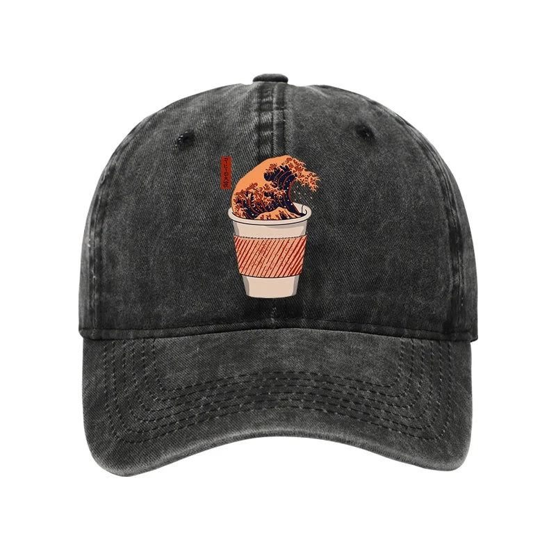  The Great Wave Coffee Washed Cap