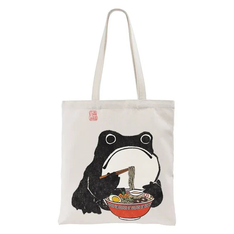 Tokyo-Tiger Funny Frog Eating Ramen Tote Bag