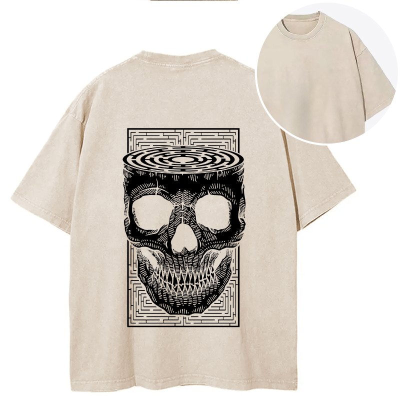 Horror Skull Back Washed T-Shirt