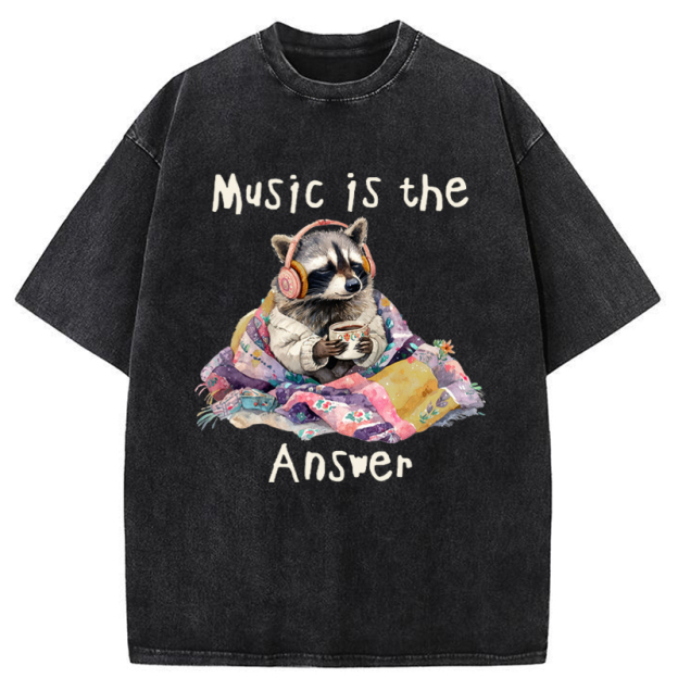 Unisex Music Is The Answer Washed T-Shirt