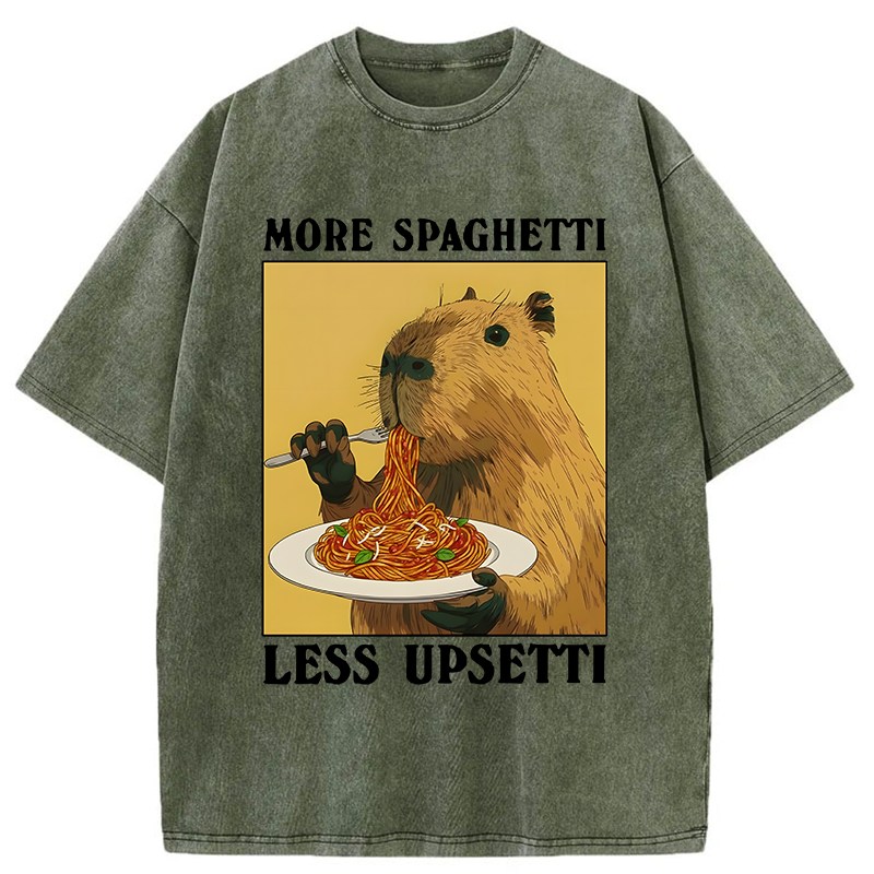 Unisex Capybara Eating Pasta Washed T-Shirt