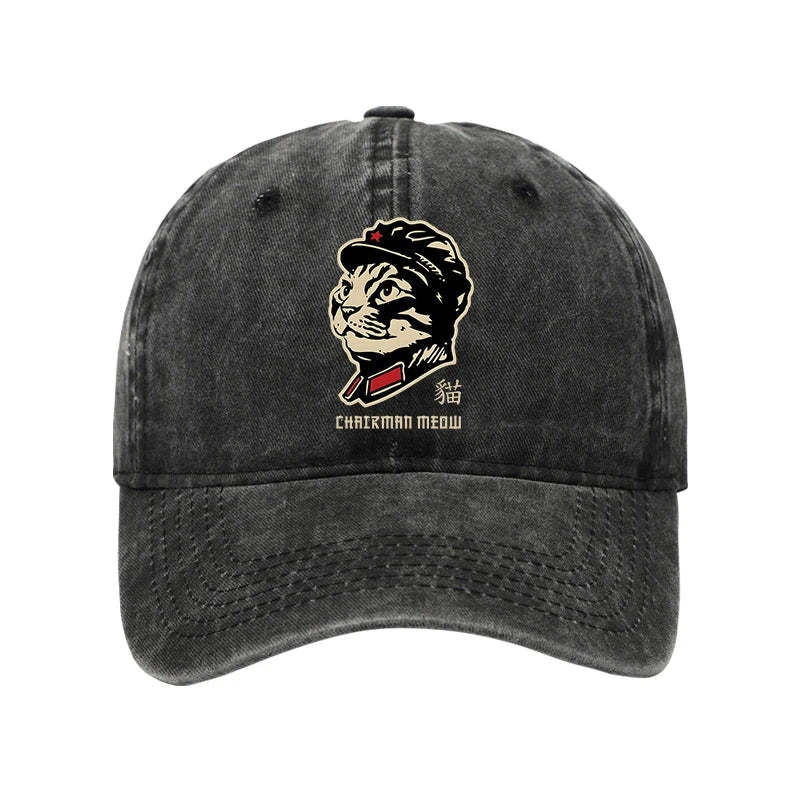 Chinese Spirit Cat Washed Cap