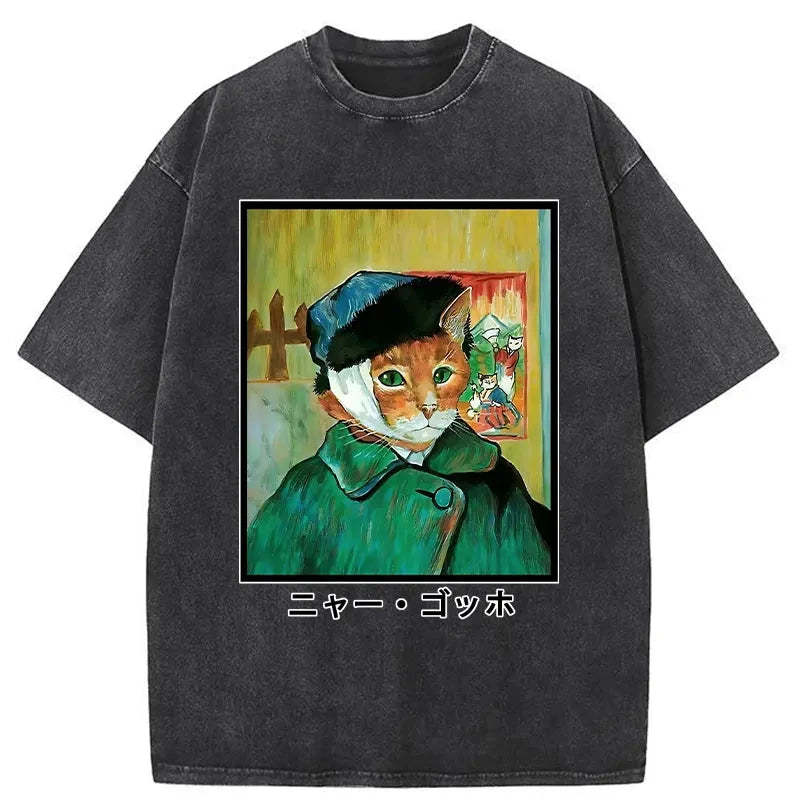 Meow Gogh Washed T-Shirt