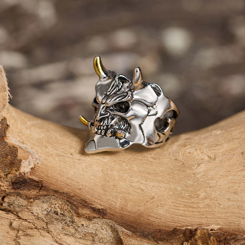 Tokyo-Tiger Samurai Mask Skull Ring