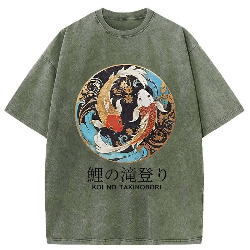 Two Koi Carps Washed T-Shirt