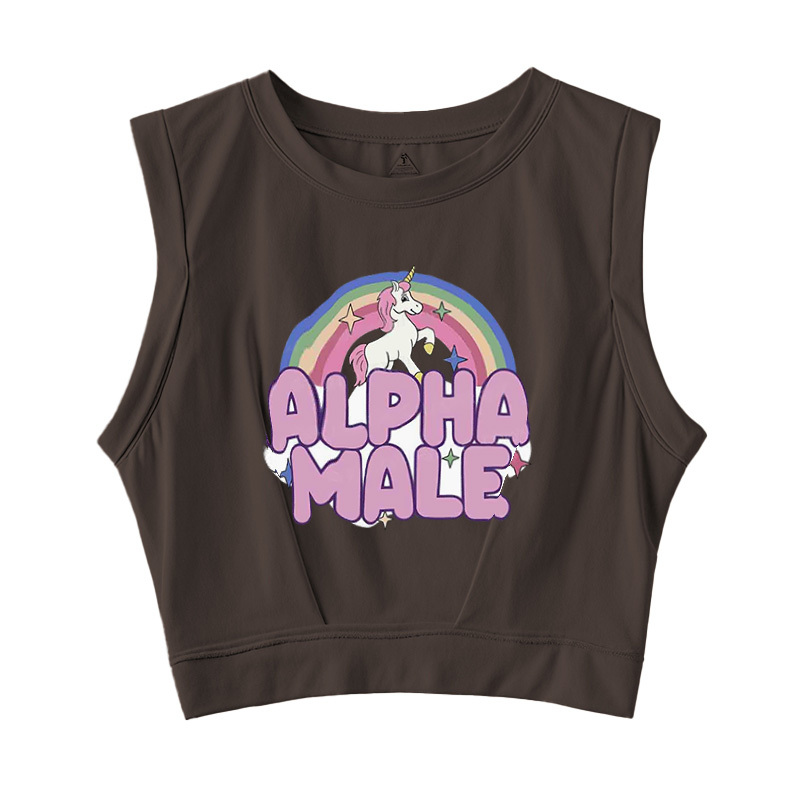  Rainbow Unicorn Alpha Male Sleeveless Crop Top