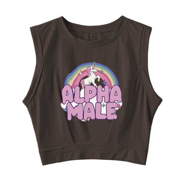  Rainbow Unicorn Alpha Male Sleeveless Crop Top