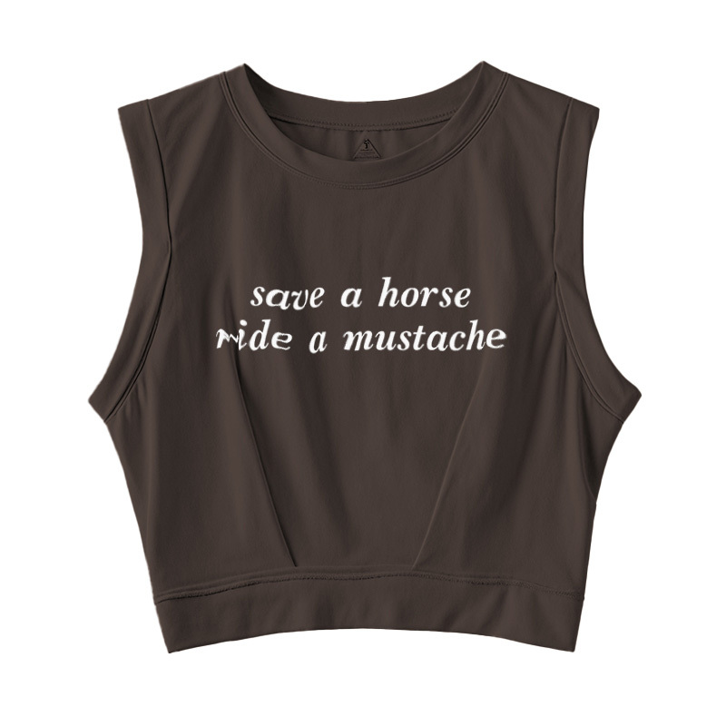  Save A Horse Ride A Mustache Sleeveless Crop Top