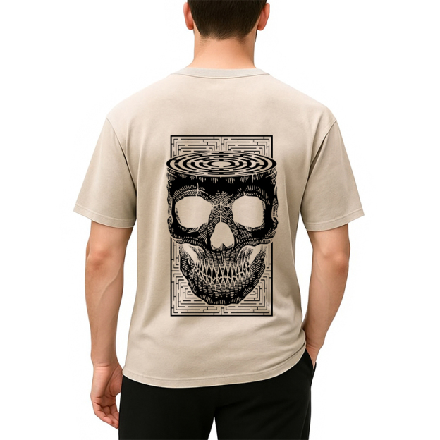 Horror Skull Back Washed T-Shirt