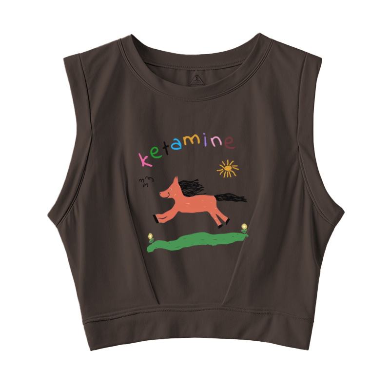  Running Orange Pony Sleeveless Crop Top