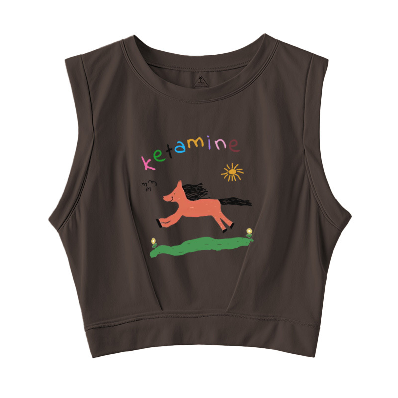  Running Orange Pony Sleeveless Crop Top