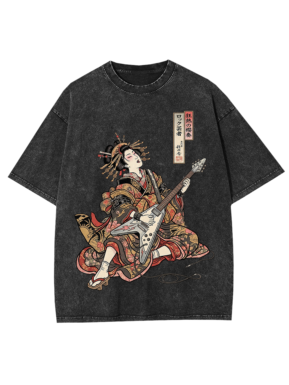 Unisex Geisha Riot Printed Washed Tee