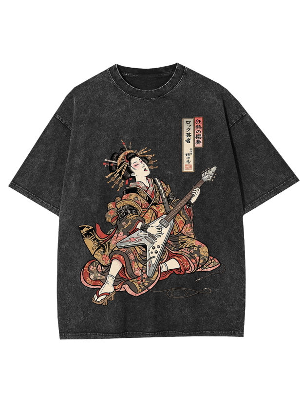 Unisex Geisha Riot Printed Washed Tee