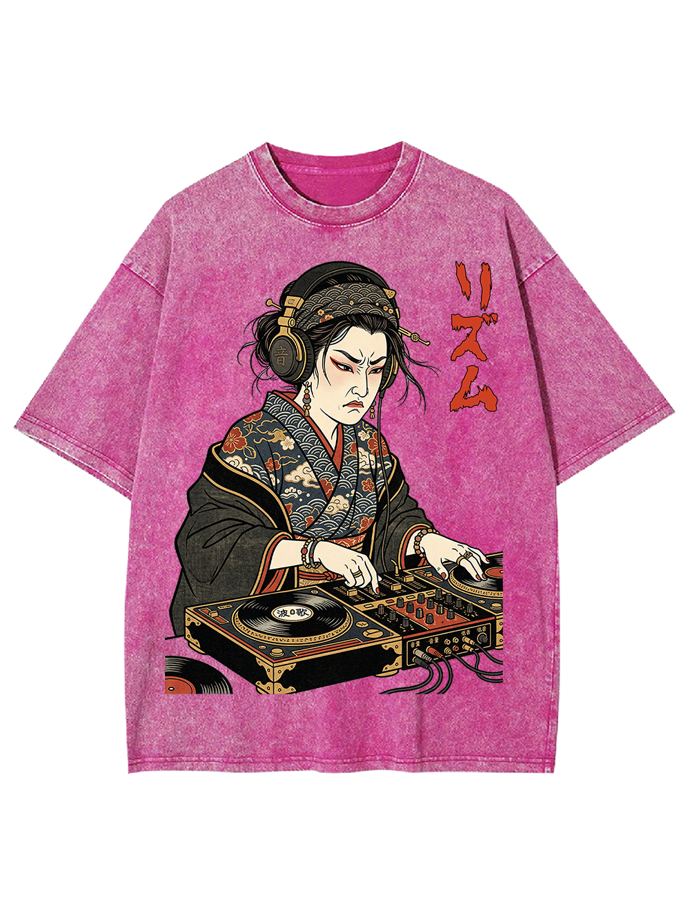 Unisex Geisha DJ Rhythm Printed Washed Tee