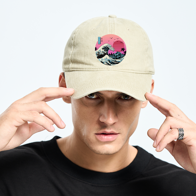 Japanese The Great Retro Wave Washed Cap