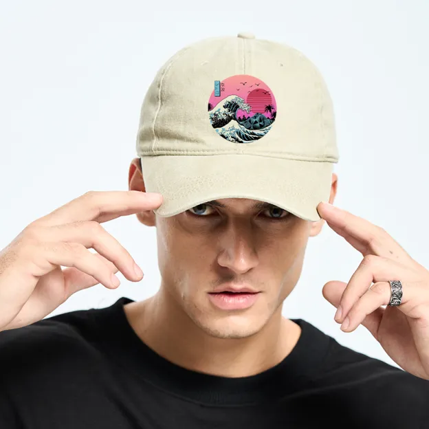 Japanese The Great Retro Wave Washed Cap