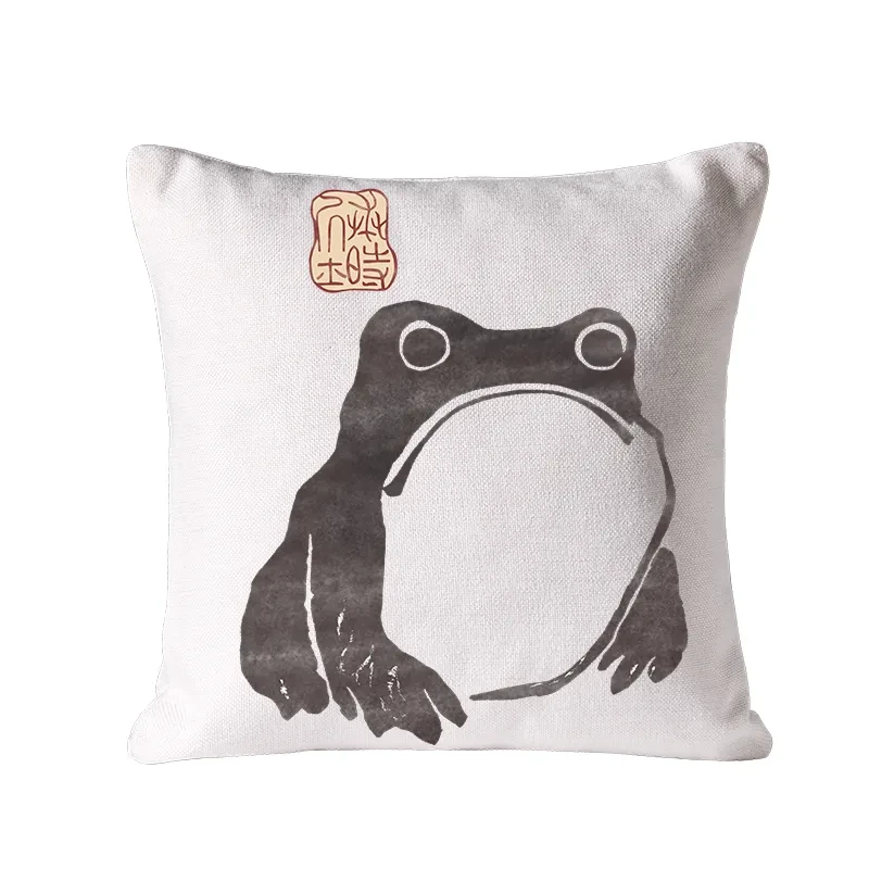 Matsumoto Hoji woodblock print frog Cushion Pillow