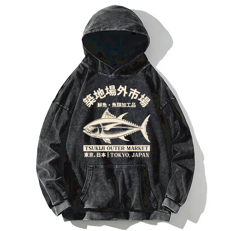 Japan Tsukiji Fish Market Washed Hoodie