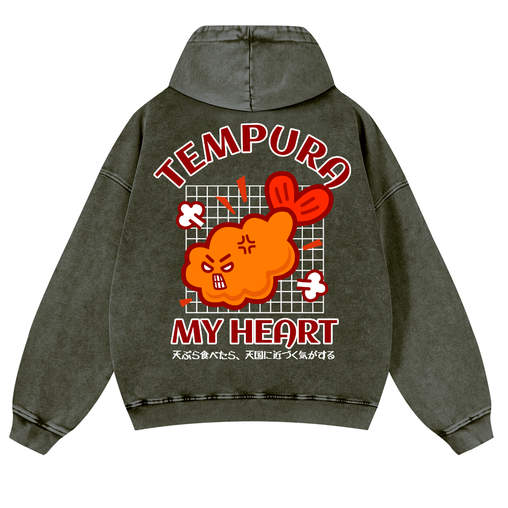 Tempura Shrimp Vintage Washed Cotton Back Art Hoodie