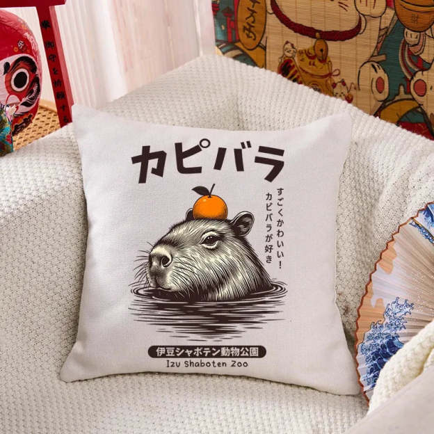 Capybara Hot Spring Cushion Pillow