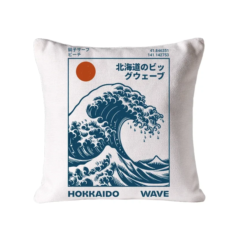 Hokkaido Wave Japan Cushion Pillow