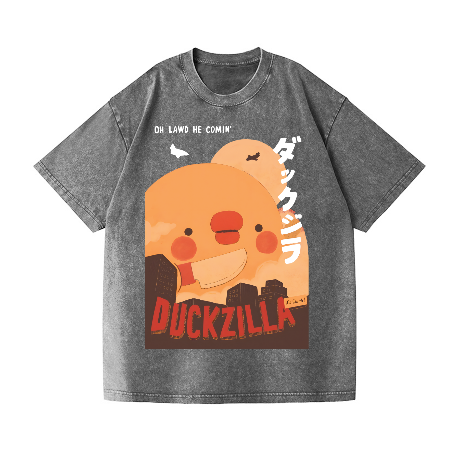Duck Godzilla Vintage Wash Japanese Design T-Shirt