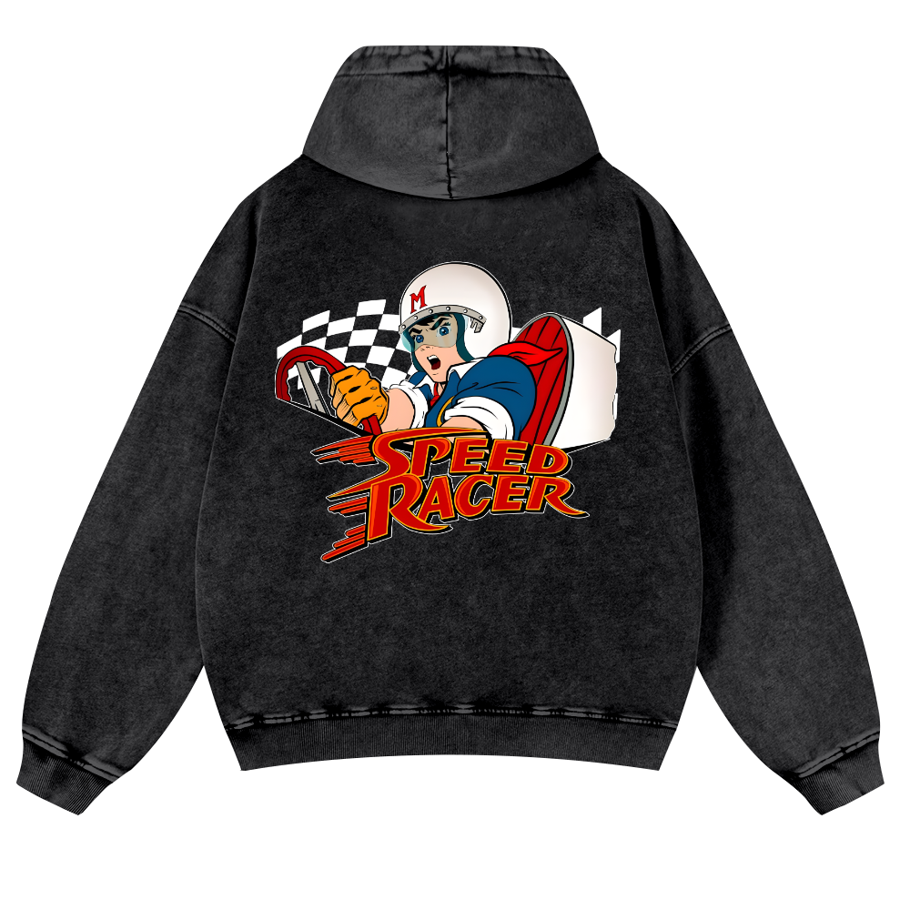 Speed Racer Vintage Washed Cotton Back Art Hoodie