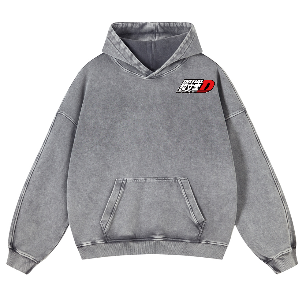 Initial D Vintage Washed Cotton Back Art Hoodie