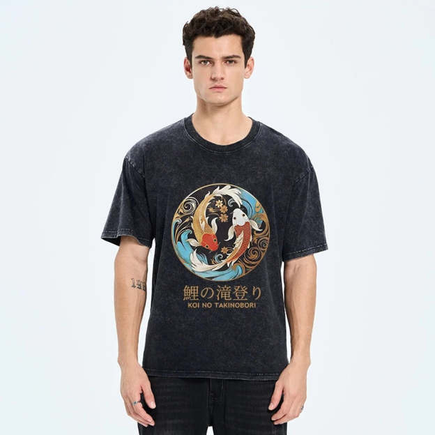 Two Koi Carps Washed T-Shirt