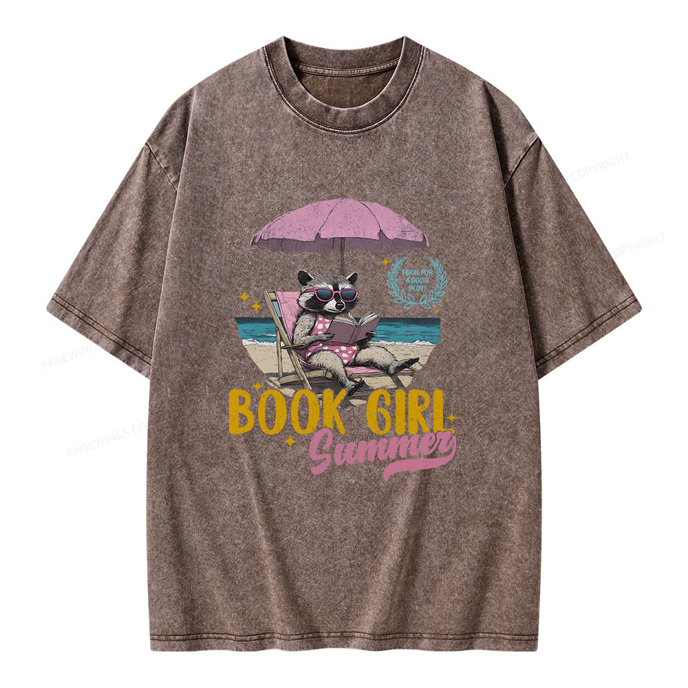 Book Girl Summer Unisex Washed T-shirt