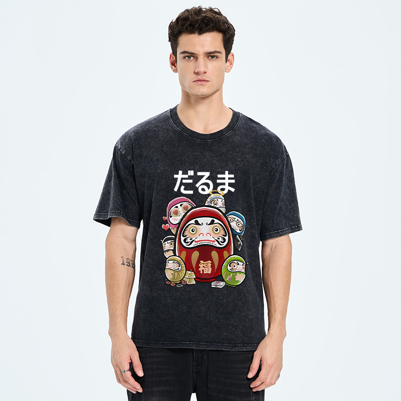 Colorful Daruma Dolls Washed T-Shirt