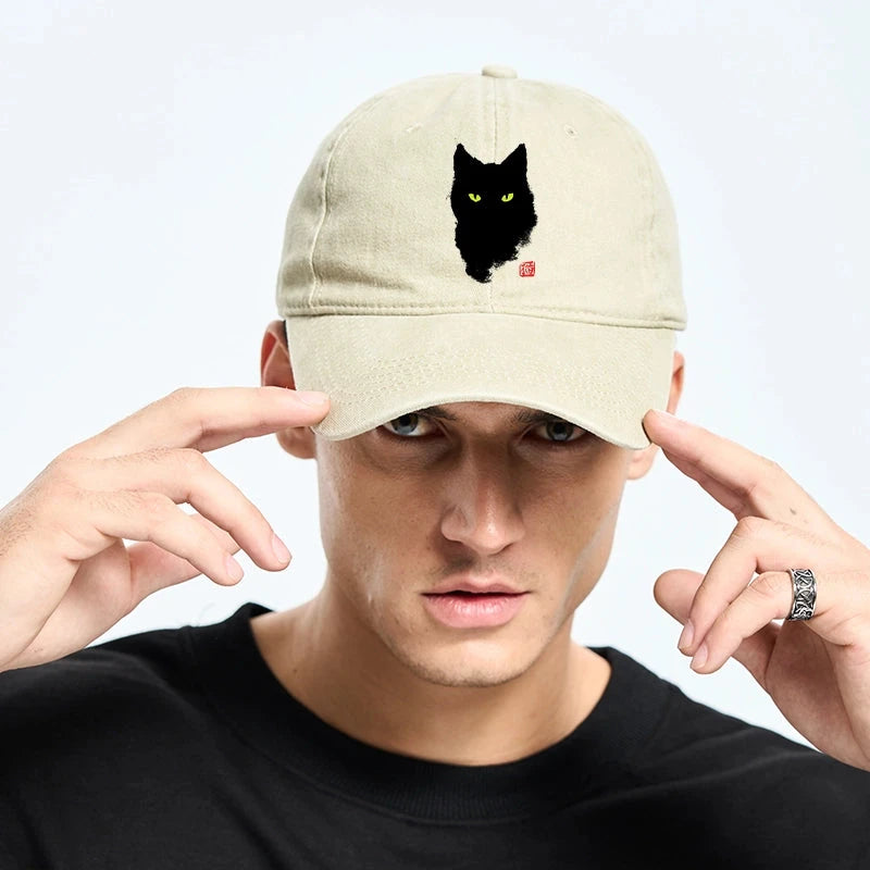 Cat Sharp Gaze Washed Cap