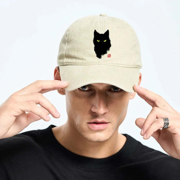 Cat Sharp Gaze Washed Cap