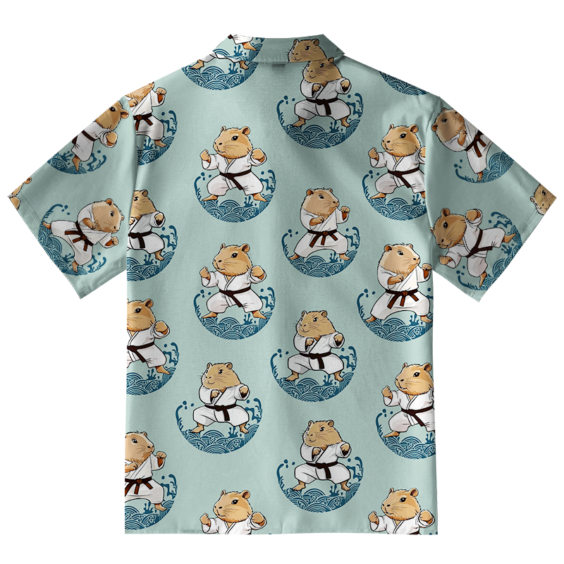  Cute Capybara Taekwondo Button-up Shirt