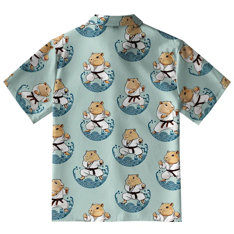  Cute Capybara Taekwondo Button-up Shirt