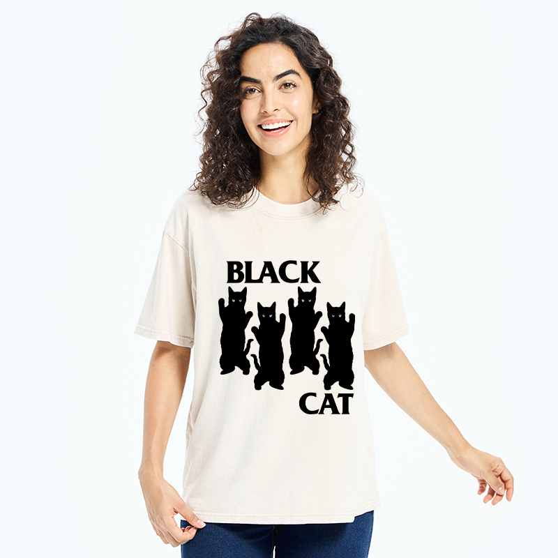 Four Black Cats Washed T-Shirt