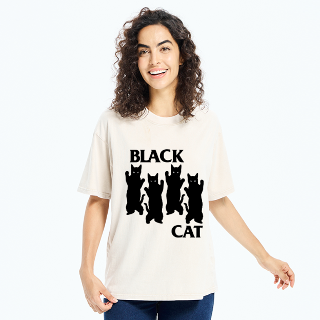 Four Black Cats Washed T-Shirt