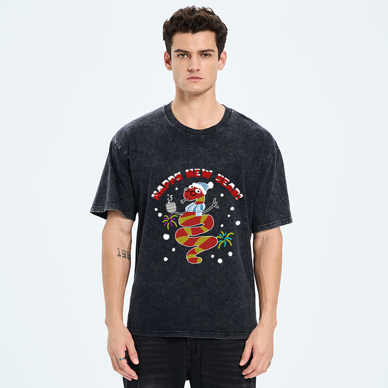 Snake Wearing Scarf And Hat Washed T-Shirt