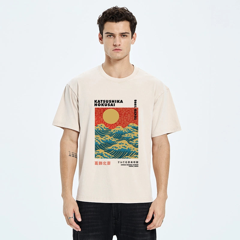 Katsushika Hokusai Washed T-Shirt