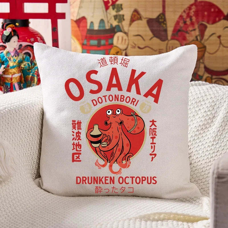 Drunken Octopus Japan Cushion Pillow